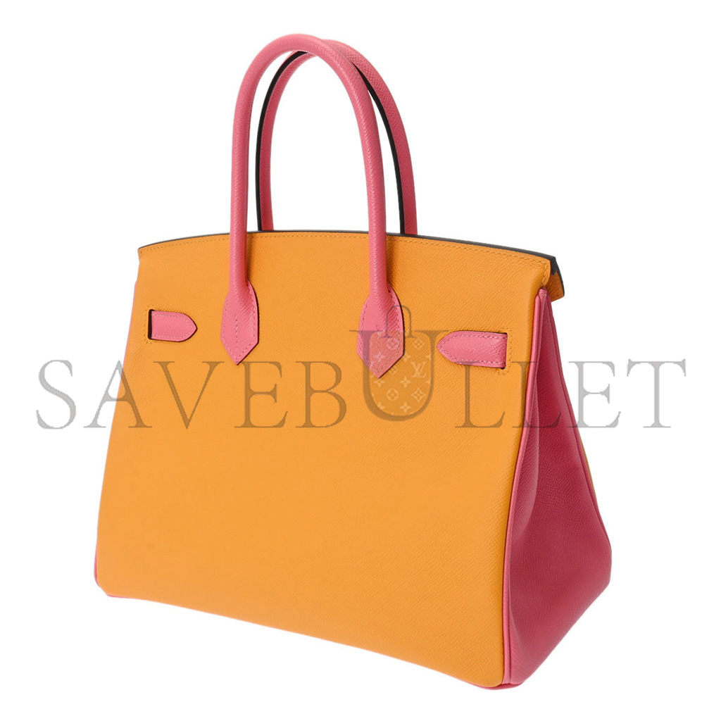 HERMÈS BIRKIN 25 EPSOM AMBER LIPSTICK POWDER GOLD BUCKLE BAG H028369CK76 (25*18*13cm)